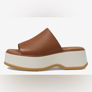 Sorel Tan Leather & White Slide Sole Sandals - Size 7.5